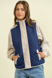 High Neck Mixed Quilted Vest