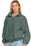 Sherpa Half Zip Up With Mock Neck Collar