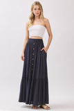 Ruffled Smocked Waist Tiered Maxi Skirt