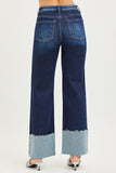 High Rise Ankle Wide Cuffed Jeans