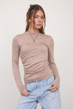 Ruched Side Long Sleeve Knit Top