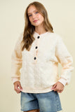 Quilted Jersey Button Front Sweatshirt
