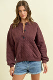 Quilted Jersey Button Front Sweatshirt