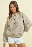 Quilted Jersey Button Front Sweatshirt