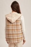 Contrast Hoodie Plaid Padded Vest