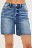 Tummy Control High Rise Raw Cut Hem Shorts