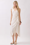 V-neck Surplice Sleeveless Midi Dress