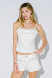 Stud Denim Fitted Tank Top