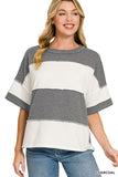 French Terry Color Block Exposed Seam Top