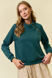 Quilted Mock Neck Long Sleeve Sweatshirt