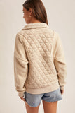 Quilted Contrast Half Zip Pullover
