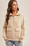 Quilted Contrast Half Zip Pullover
