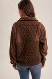 Quilted Contrast Half Zip Pullover