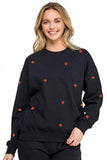 Fleece Sweatshirt With Strawberry Embroidery