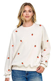 Fleece Sweatshirt With Strawberry Embroidery