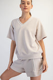 Modal Poly Piping V Neck Top