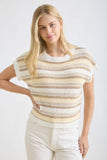 Multi-color Stripe Short Sleeve Knit Pullover