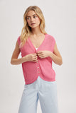 Open Knit Button Up Sweater Vest