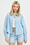 Oversized Cropped Denim Shirt