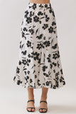 Floral Print Flounce Hem Midi Skirt