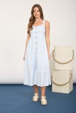 Stripe Sweetheart Button Down Midi Dress