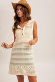 Crochet Hooded Sleeveless Mini Dress