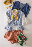 Pleated Washed Denim Vest