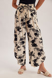 Jacquard Floral Print Flyaway Tulip Hem Pants