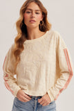 Tropical Embossed Print French Terry Top