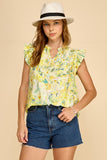 V Neck Ruffled Detail Top