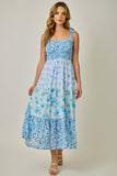 Tied Strap Smocked Long Dress