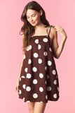 Wide Polka Dot Barrel Mini Dress