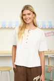 Textured Knit Short Sleeve Henely Top