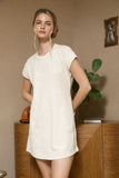 Ribbed Knit Short Sleeve Mini Dress