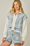 Embroidered Denim Hoodie Jacket