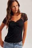 Cabbage Hem Sweetheart Neckline Lace Top