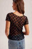 Cabbage Hem Sweetheart Neckline Lace Top