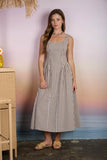 Plaid Basque Waist Midi Dress