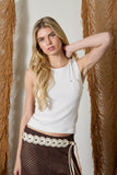 Exposed Seam Sleeveless Knit Top