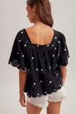 Daisy Embroidered Top