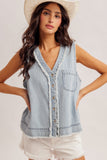 V-neck Raw Seam Vest
