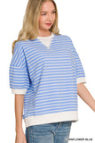 Striped Rib Banded Pullover