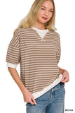 Striped Rib Banded Pullover