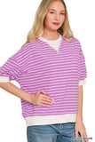 Striped Rib Banded Pullover
