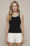 Color Band Detail Rib Tank Top