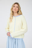 Stripe Raw Edge Button Down Cardigan