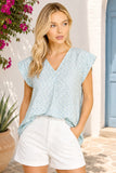 Geometric Print Flutter Sleeve V-neck Summer Blouse
