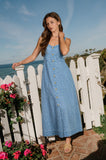 Floral Denim Sweetheart Midi Dress