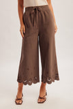 Elastic Waist Embroidered Culottes With Pockets