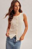 Crinkle Textured Button-down Sleeveless Top